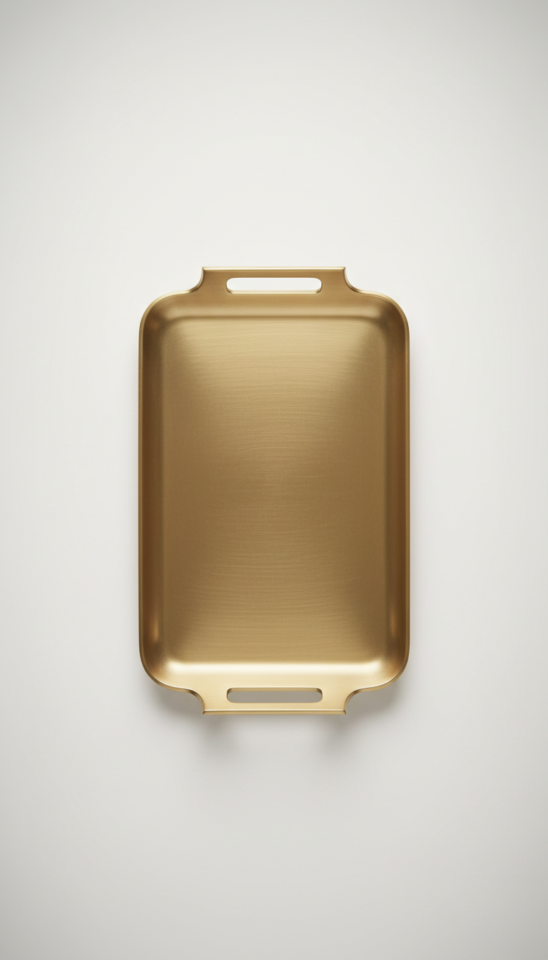 Brushed Brass Tray with Raised Edge