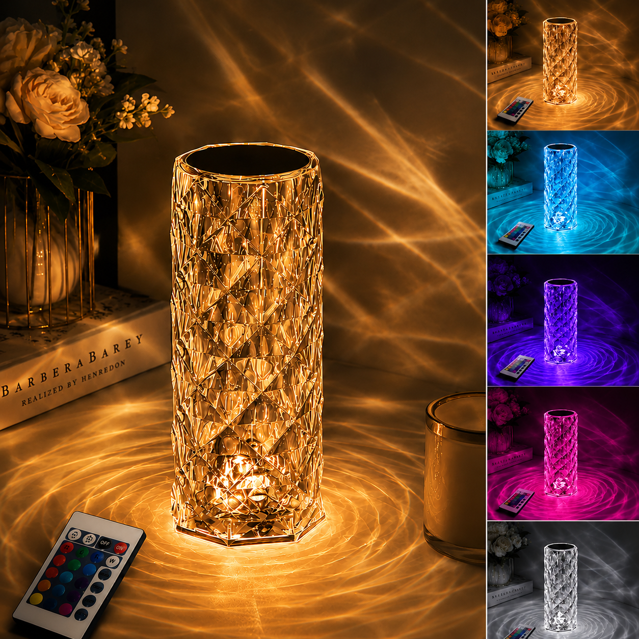Rose Rays™ Crystal Diamond Table Lamp - 16 Colors (Imported)