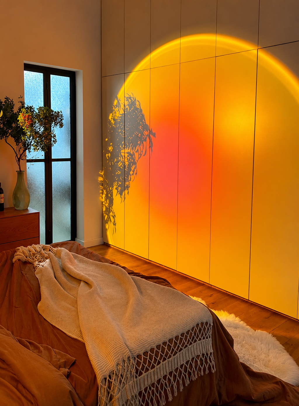 Modern RGB Sunset Projection Lamp – 16 Colors | Remote Control