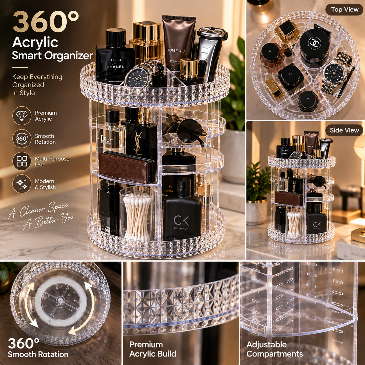 360° Rotating Acrylic Organizer