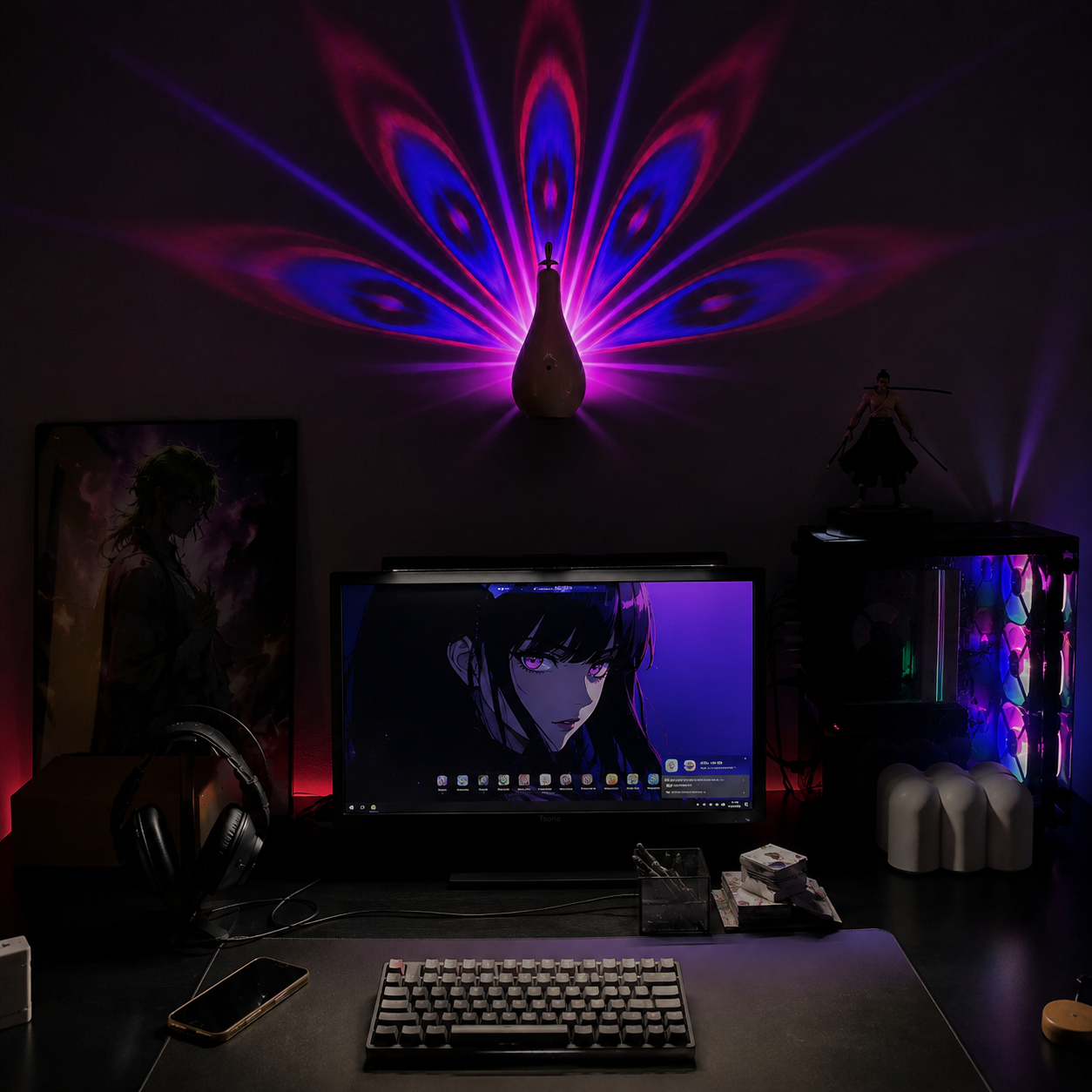 3D LED Peacock Projection Lamp – 12 Color Modes