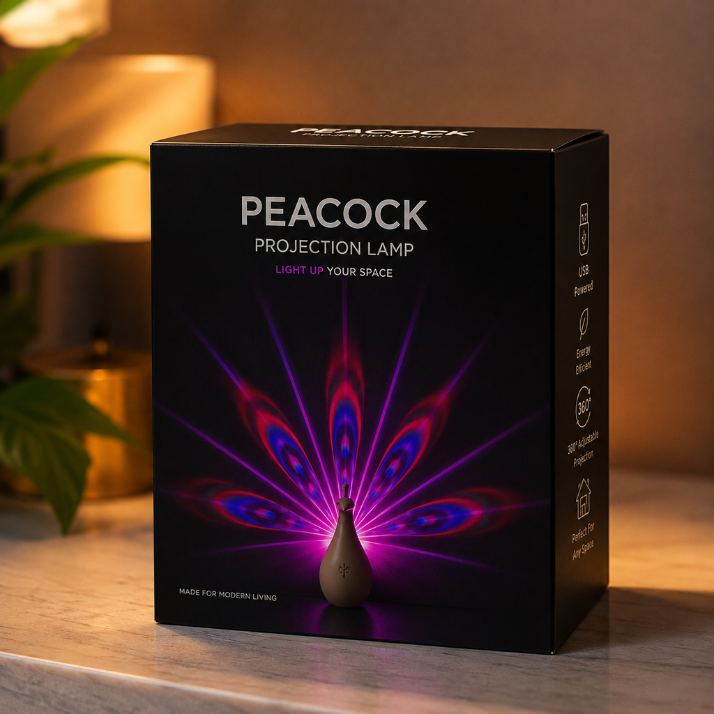 3D LED Peacock Projection Lamp – 12 Color Modes