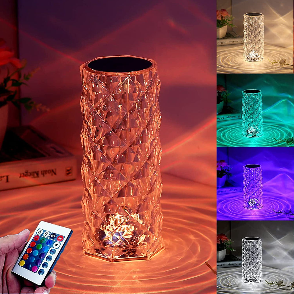 Rose Rays™ Crystal Diamond Table Lamp - 16 Colors (Imported)