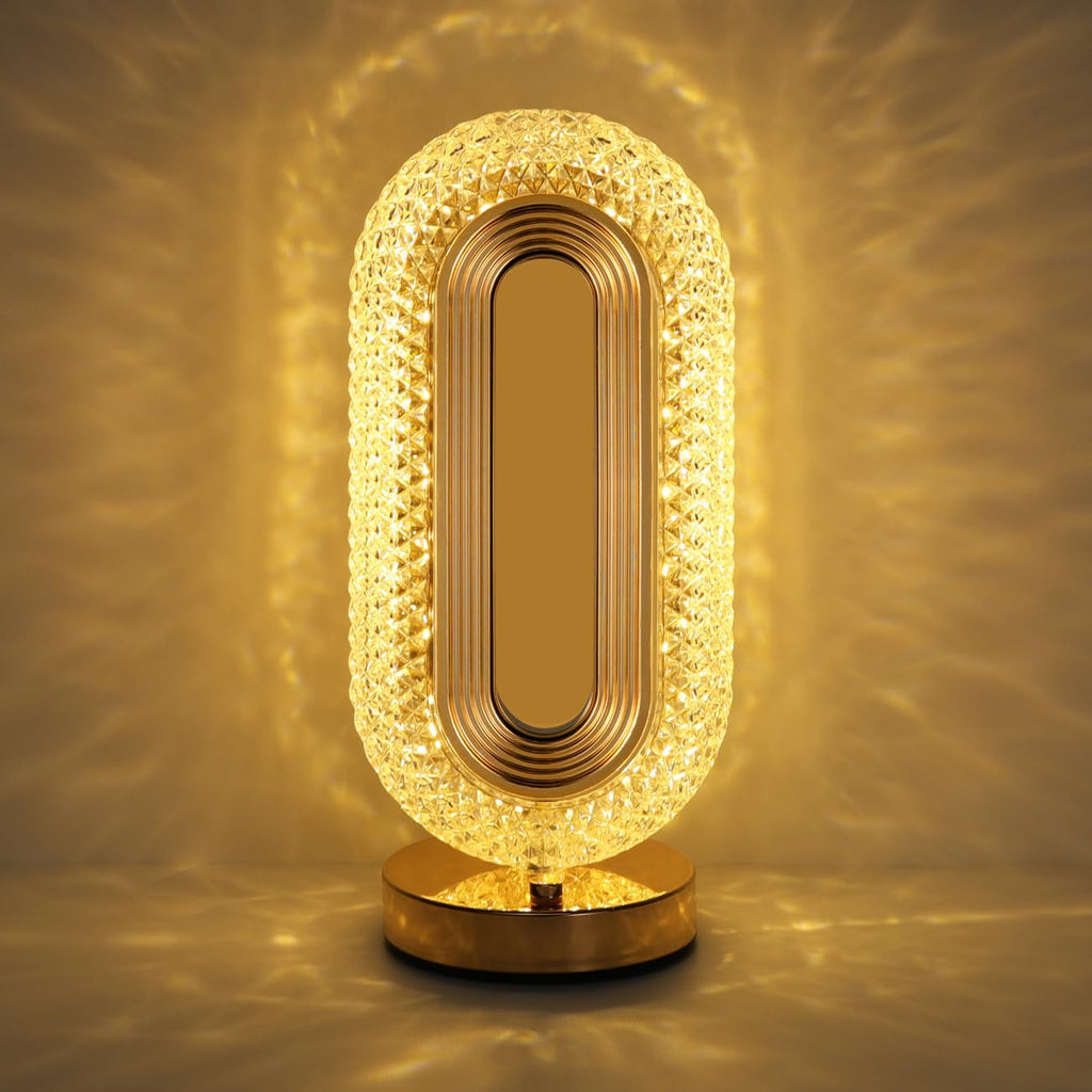 Luxury Oval Crystal Table Lamp with (3 Colors Mode) - Rechargeable